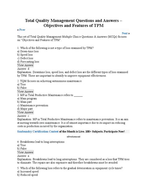 quality quiz questions and answers ppt|Quality Management Quiz .